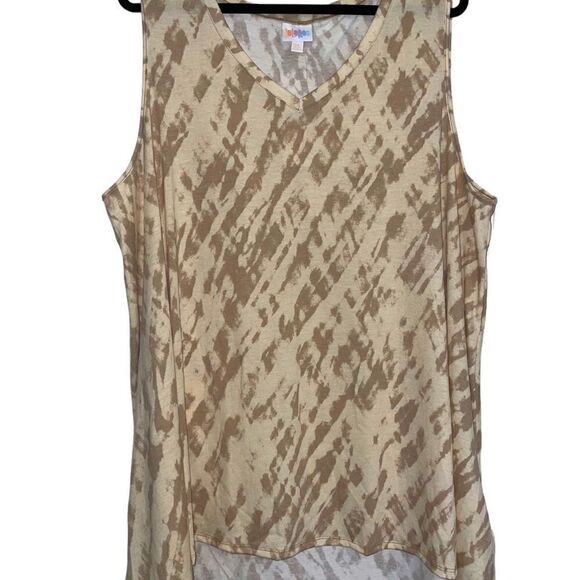 LuLaRoe 3XL Kristina V-Neck Tank Top • Cream & Tan •Cross-Hatched Tie-Dye Design - Picture 6 of 12